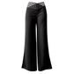 Pantalon décontracté à taille haute et jambes larges pour femme