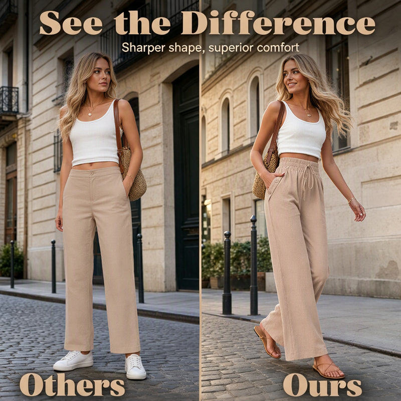Pantalon décontracté à taille haute et jambes larges pour femme