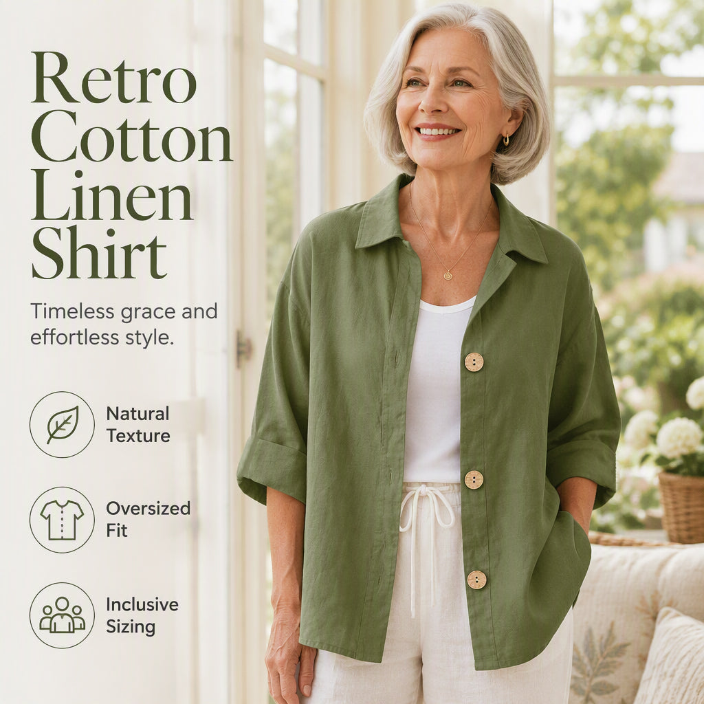 Chemise rétro ample à boutons pour femme