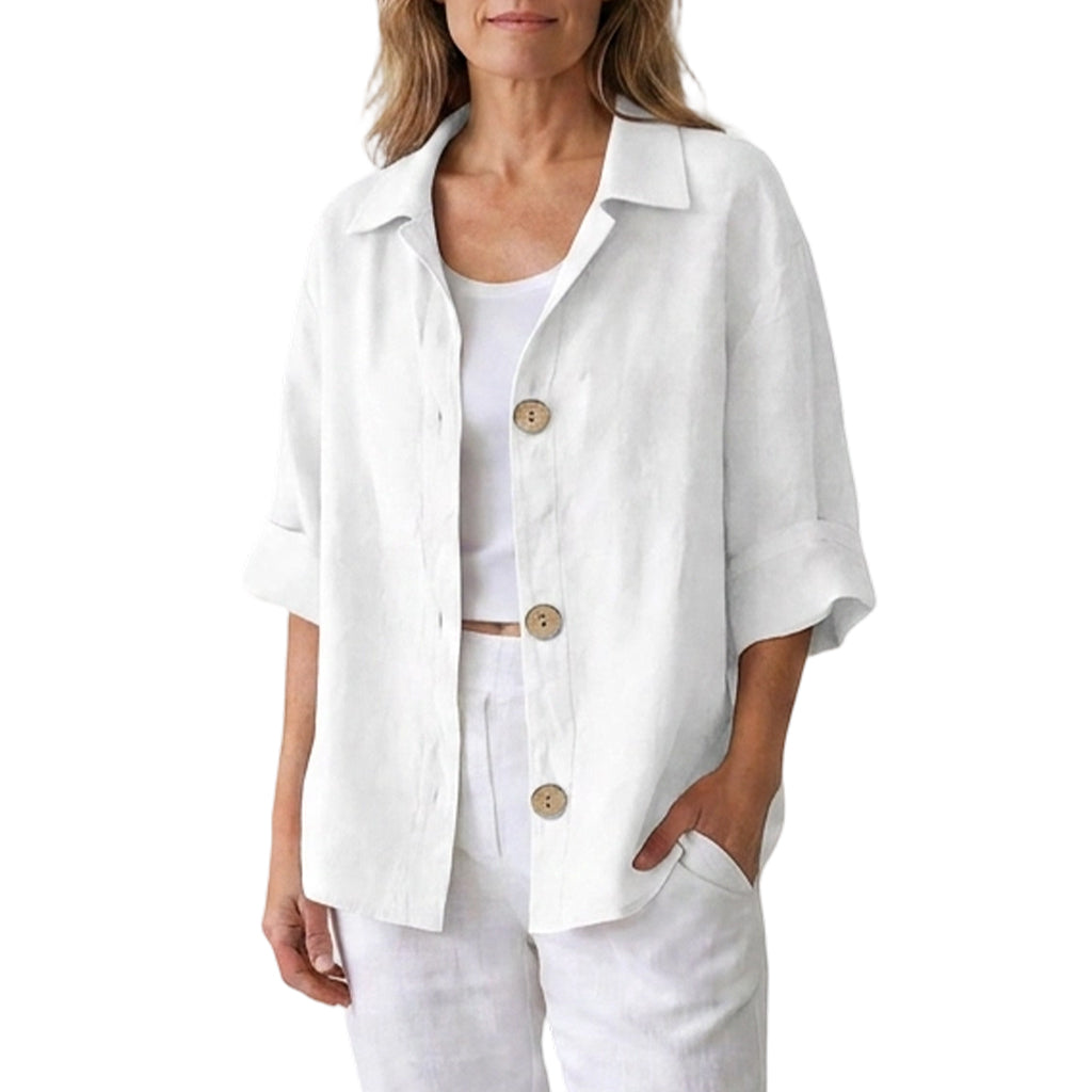 Chemise rétro ample à boutons pour femme