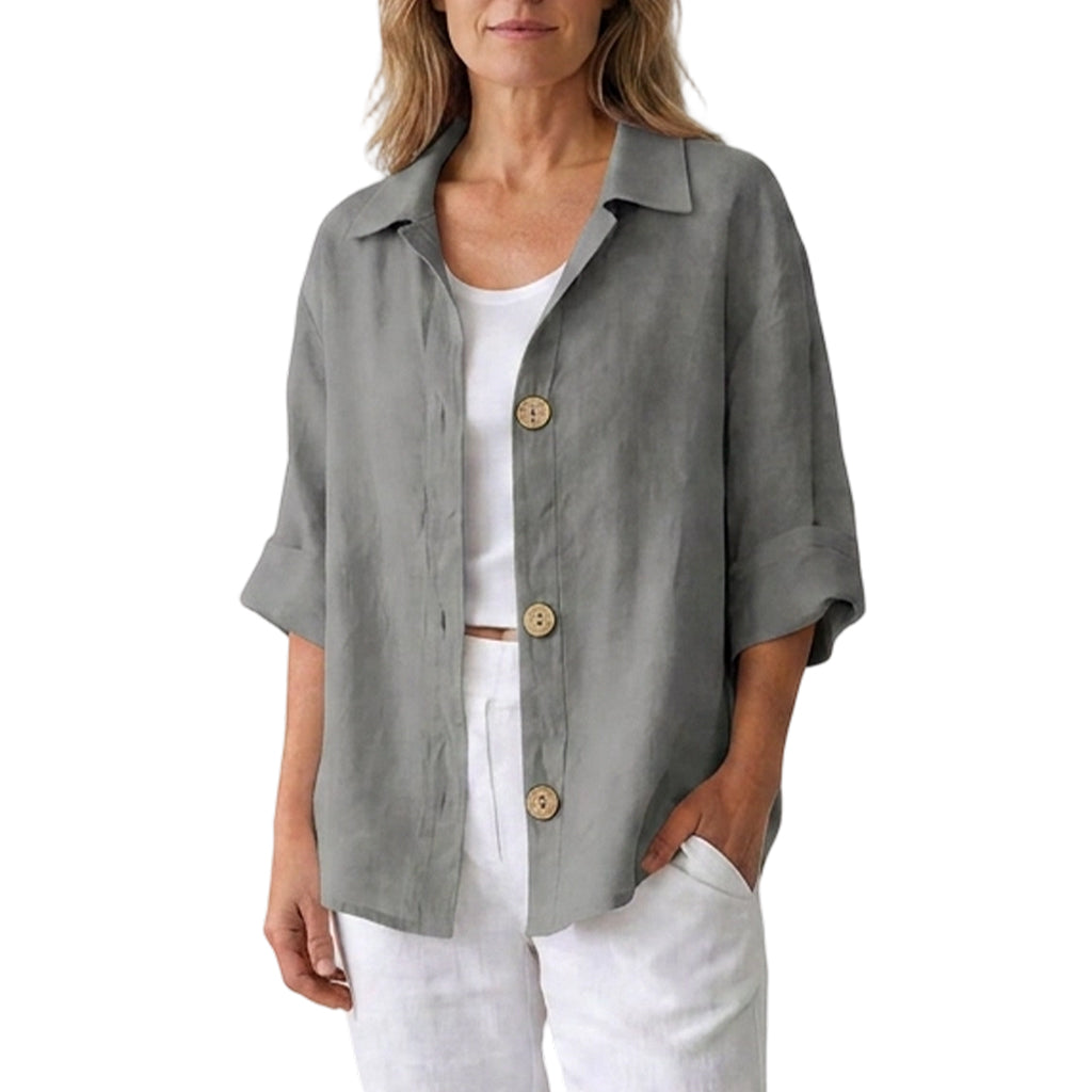 Chemise rétro ample à boutons pour femme