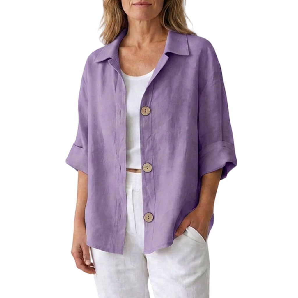 Chemise rétro ample à boutons pour femme
