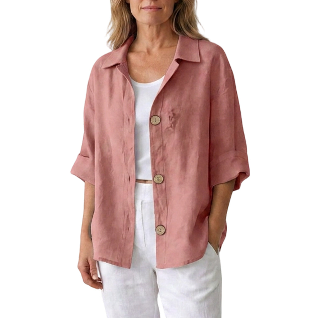 Chemise rétro ample à boutons pour femme