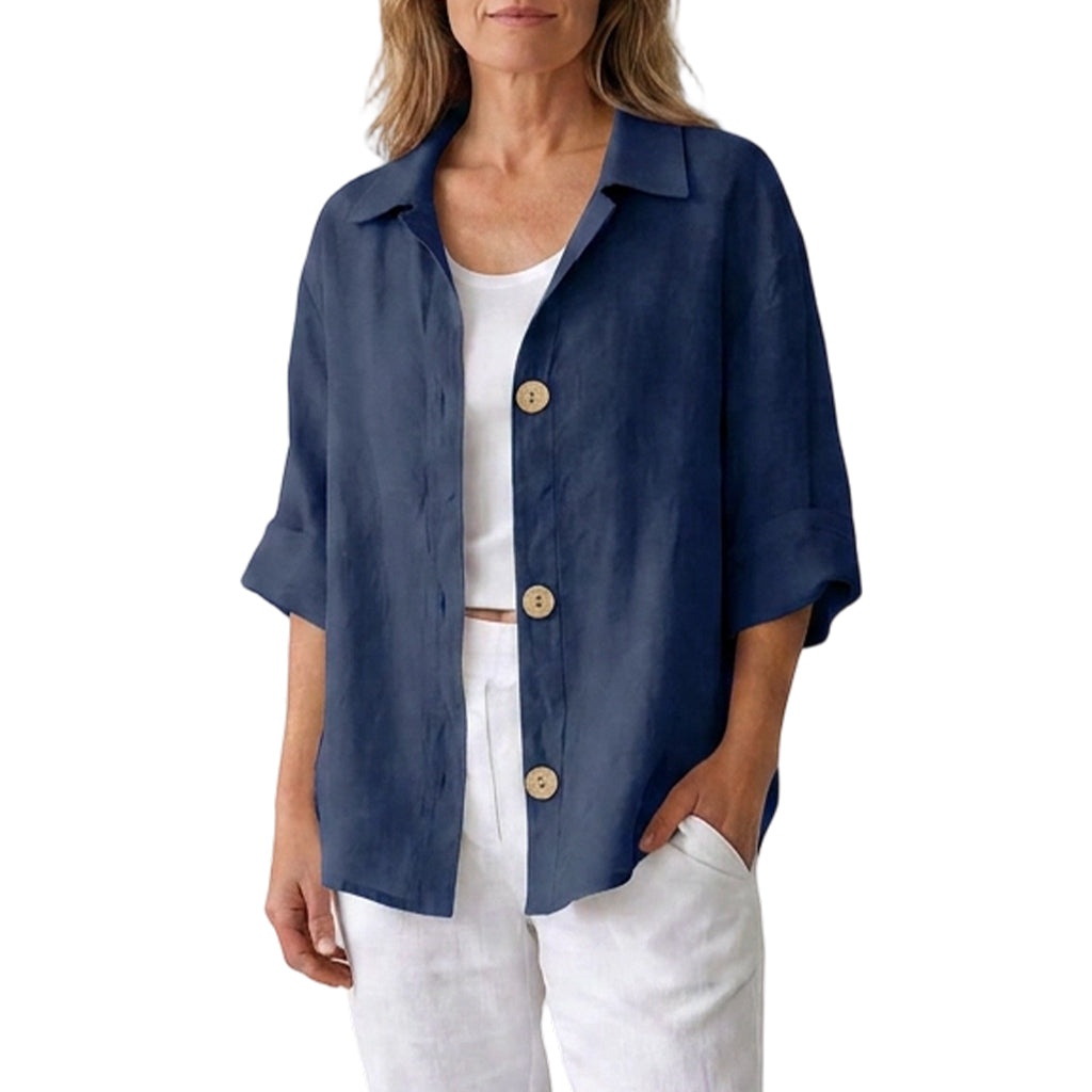 Chemise rétro ample à boutons pour femme