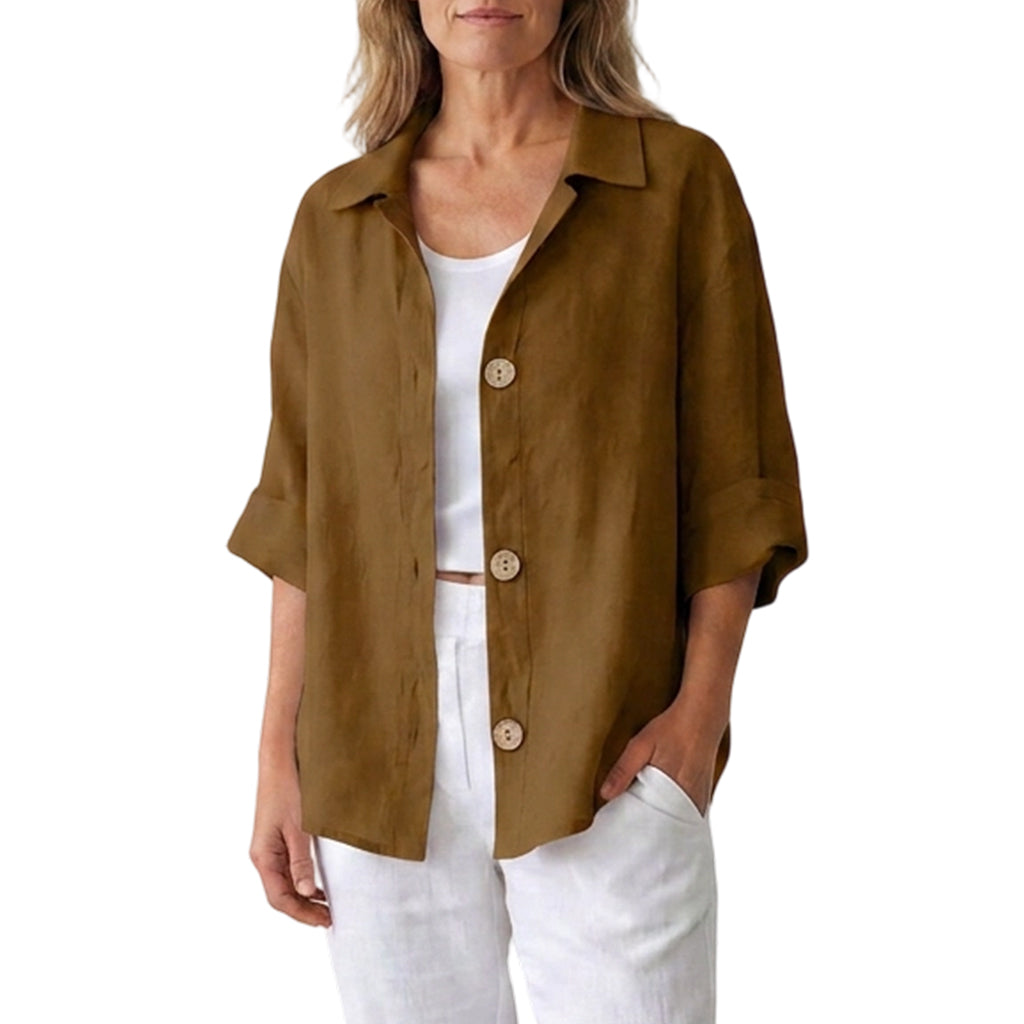 Chemise rétro ample à boutons pour femme