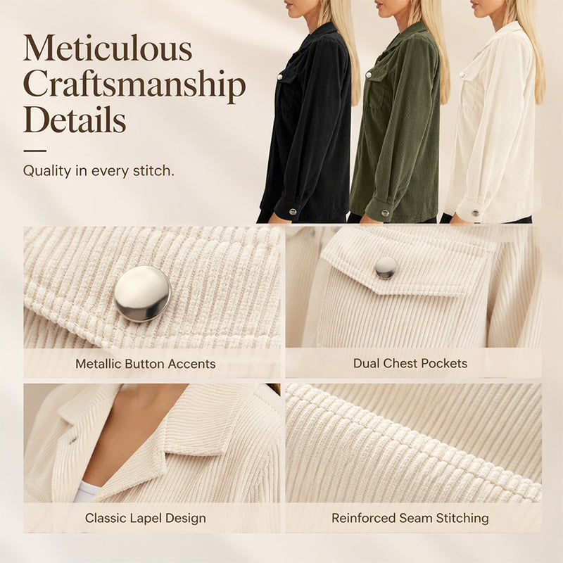 Veste-chemise décontractée à boutons pour femme