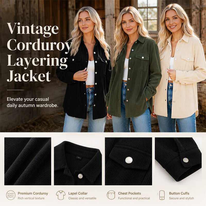 Veste-chemise décontractée à boutons pour femme