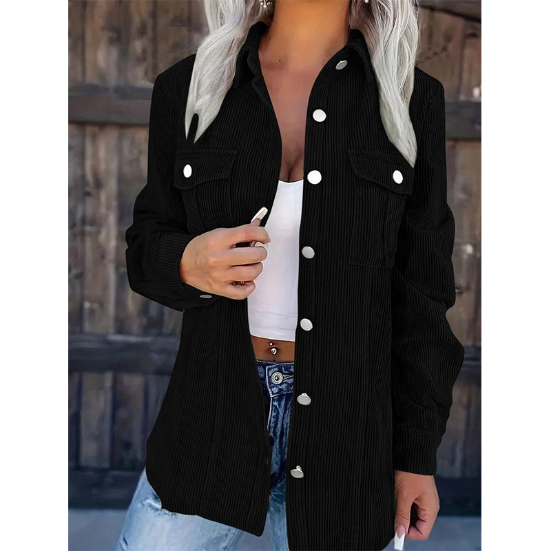 Veste-chemise décontractée à boutons pour femme