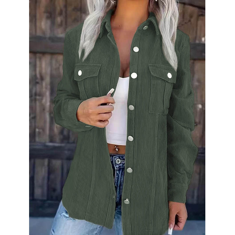 Veste-chemise décontractée à boutons pour femme
