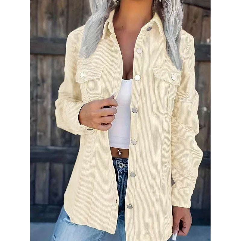 Veste-chemise décontractée à boutons pour femme