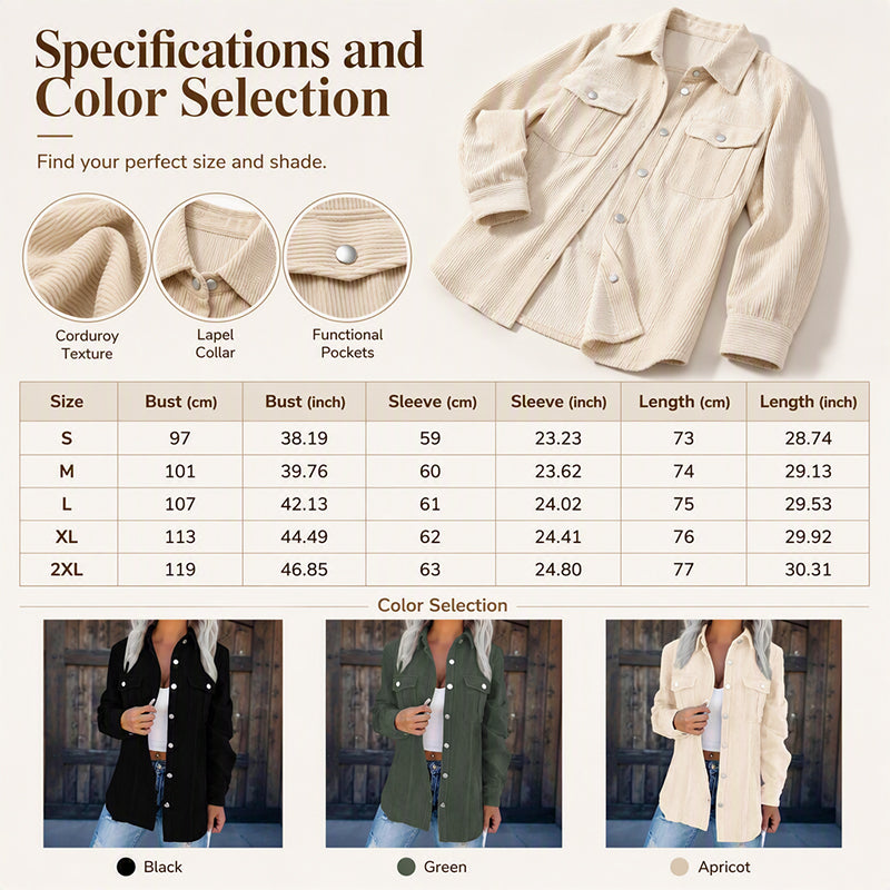Veste-chemise décontractée à boutons pour femme