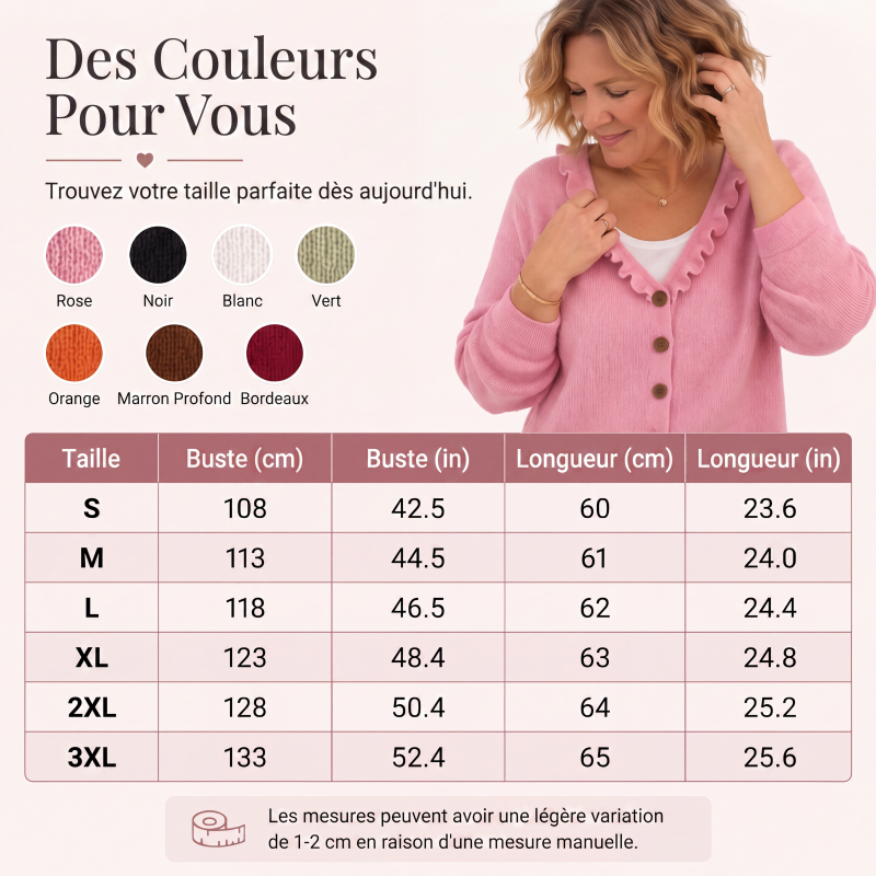 Cardigan en maille à col volanté pour femme