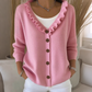 Cardigan en maille à col volanté pour femme
