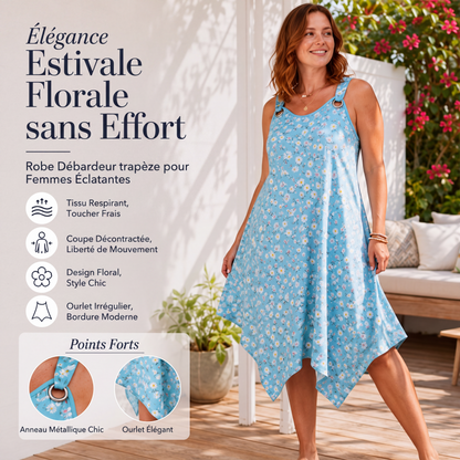 Robe d'été à bretelles avec imprimé marguerites pour femme