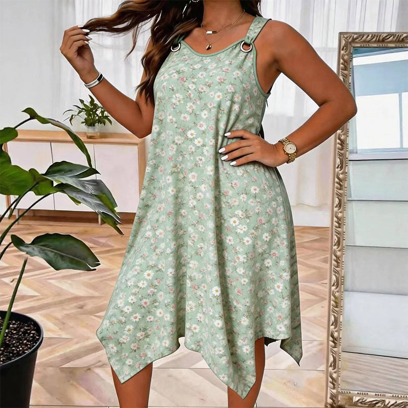 Robe d'été à bretelles avec imprimé marguerites pour femme
