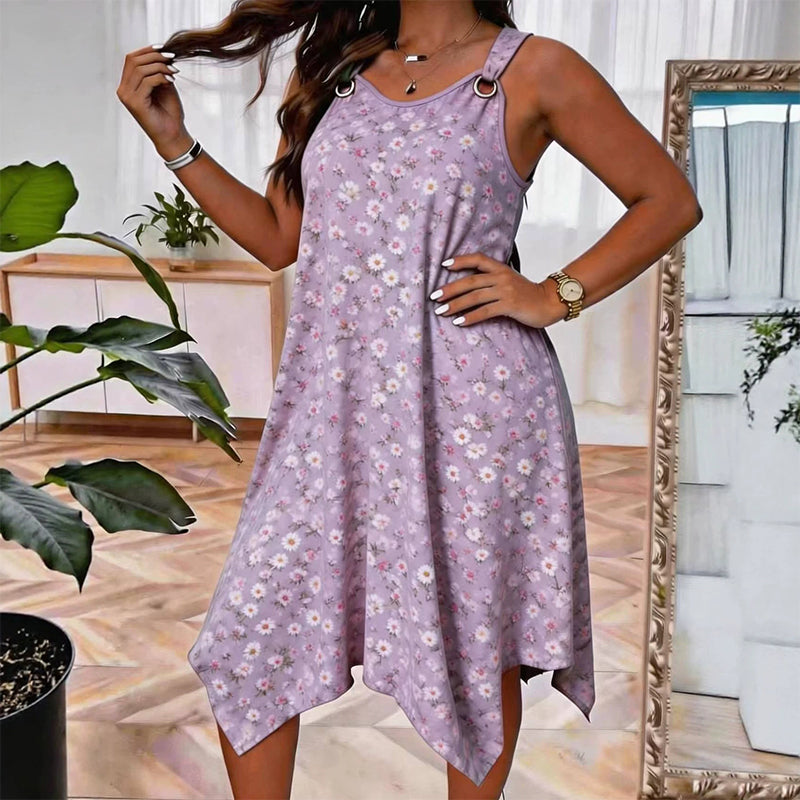 Robe d'été à bretelles avec imprimé marguerites pour femme