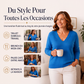 Pull en maille pour femme, col V bordé de festons
