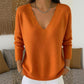 Pull en maille pour femme, col V bordé de festons