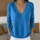 Pull en maille pour femme, col V bordé de festons