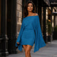 Robe moulante pour femme à épaules dénudées et manches chauve-souris