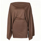 Robe moulante pour femme à épaules dénudées et manches chauve-souris