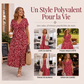 Robe élégante à col en V et imprimé floral pour femme