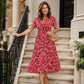 Robe élégante à col en V et imprimé floral pour femme
