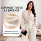Ensemble 2 pièces pour femme : haut élégant à col V et pantalon large