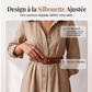 Robe longue pour femme avec chemise à manches longues et ceinture, col classique rabattu, robe longue pour vacances et séjour en resort