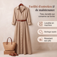 Robe longue pour femme avec chemise à manches longues et ceinture, col classique rabattu, robe longue pour vacances et séjour en resort