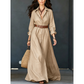 Robe longue pour femme avec chemise à manches longues et ceinture, col classique rabattu, robe longue pour vacances et séjour en resort