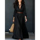 Robe longue pour femme avec chemise à manches longues et ceinture, col classique rabattu, robe longue pour vacances et séjour en resort