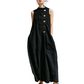 Robe longue chic sans manches à boutons pour femme