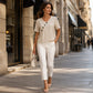 ✨Promotion exceptionnelle : 50 % de réduction ! ✨Promotion exceptionnelle : 50 % de réduction ! Haut à col en V pour femme avec nouage sur le côté