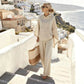 Ensemble cape à capuche ample et pantalon large pour femme
