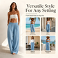 🌸Promotion exceptionnelle : 50 % de réduction👖 Pantalon femme à taille élastique et jambes larges – Coupe ample et flatteuse pour un confort et un style au quotidien 🤍