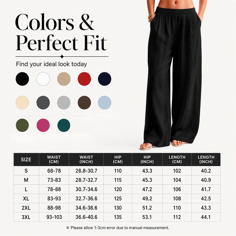 🌸Promotion exceptionnelle : 50 % de réduction👖 Pantalon femme à taille élastique et jambes larges – Coupe ample et flatteuse pour un confort et un style au quotidien 🤍