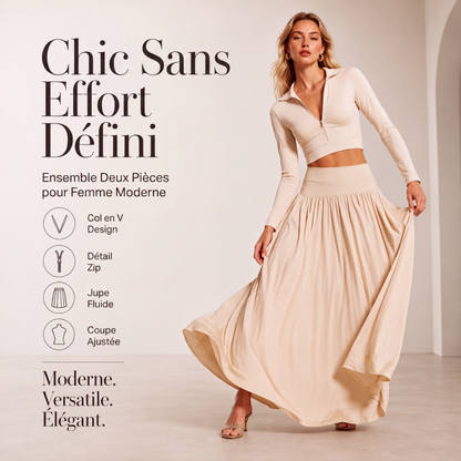 Ensemble top court et jupe longue pour femme