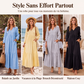 Robe longue décontractée pour femme à col V et manches longues