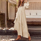 Robe longue décontractée pour femme à col V et manches longues