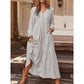 Robe longue décontractée pour femme à col V et manches longues