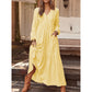 Robe longue décontractée pour femme à col V et manches longues
