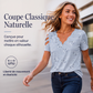 T-shirt pour femme à col en V festonné et imprimé cœurs