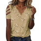 T-shirt pour femme à col en V festonné et imprimé cœurs