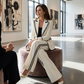 ✨Nouveautés et offres spéciales - Ensemble blazer et pantalon pour femme à bord contrasté