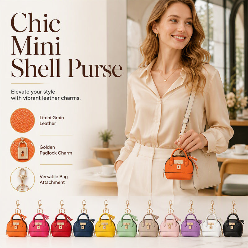 🐚 50% DE RÉDUCTION! ✨ Mini Porte-Monnaie Coquillage Porte-Clés – Cuir PU, format poche & 13 coloris – Idéal pour rouge à lèvres et accessoires 🌈