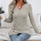 Women's V-Neck Knit Asymmetrical Hem Top