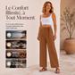 Pantalon droit taille haute avec cordon de serrage pour femme