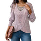Women's Decorative Neckline Long Sleeve Top