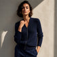Blouson aviateur zippé en maille côtelée pour femme